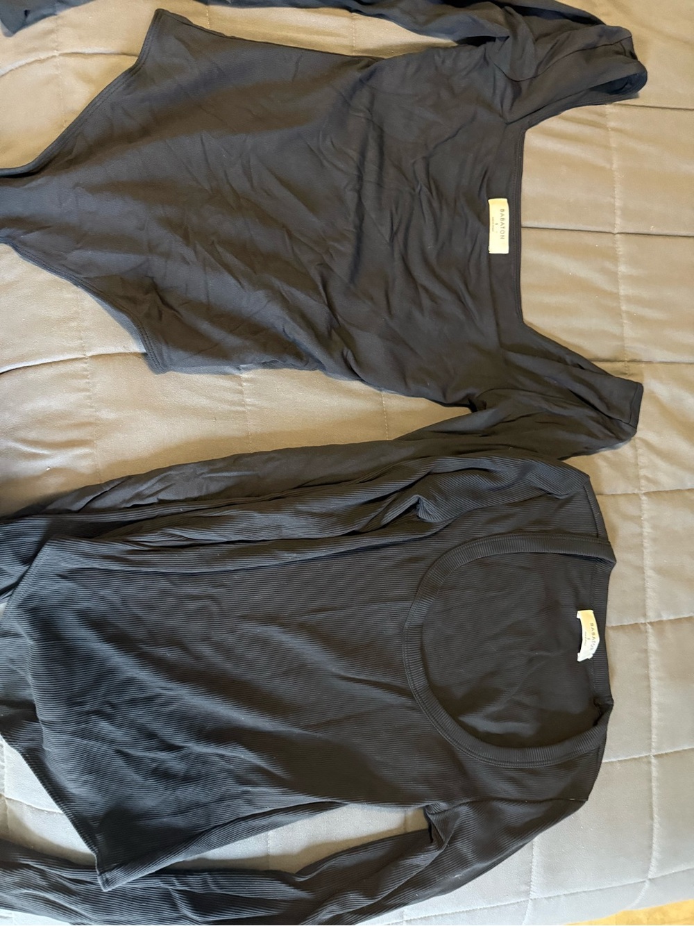 Babaton Black Long Sleeve Ribbed bodysuits